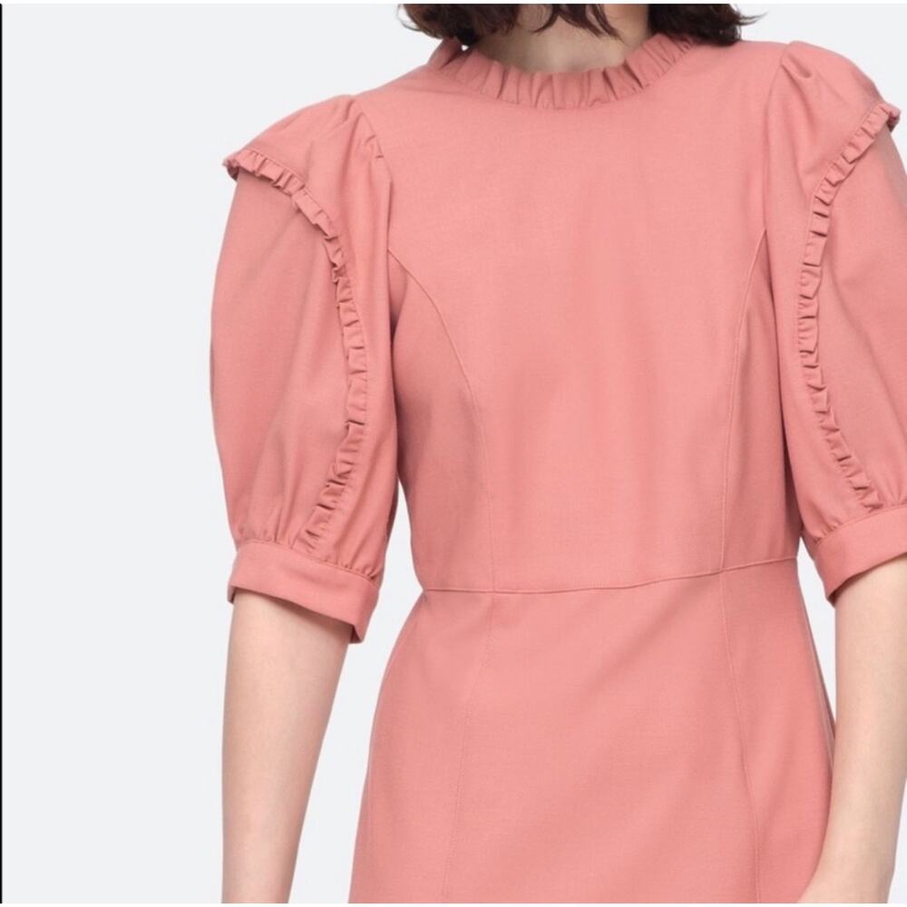 Sea New York Hayes Dress Size 4 Empire Midi Rose Pink Wool Blend Designer Luxury - Picture 3 of 16